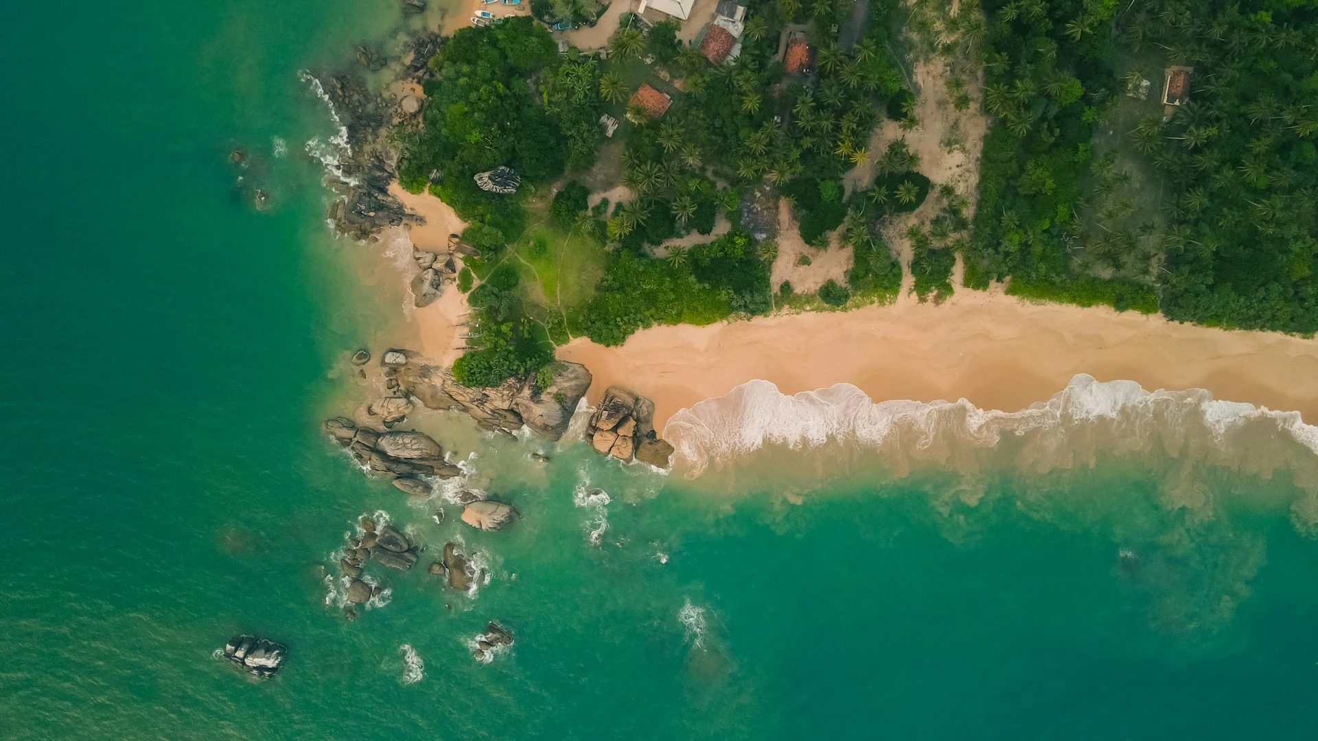 Aerial view of beautiful Sri Lankan beach
