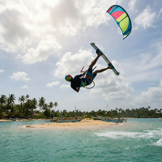 Kitesurfer jumping
